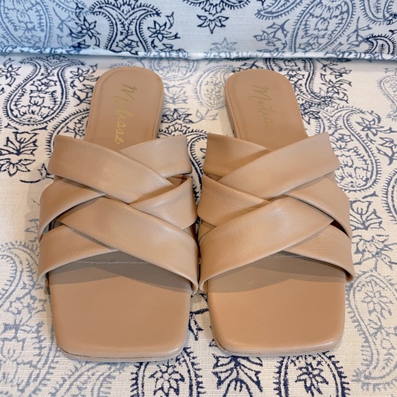 Natural Woven Slide Sandals Matisse Leather Pressure Size 7M Neutral Comfort - Picture 11 of 14